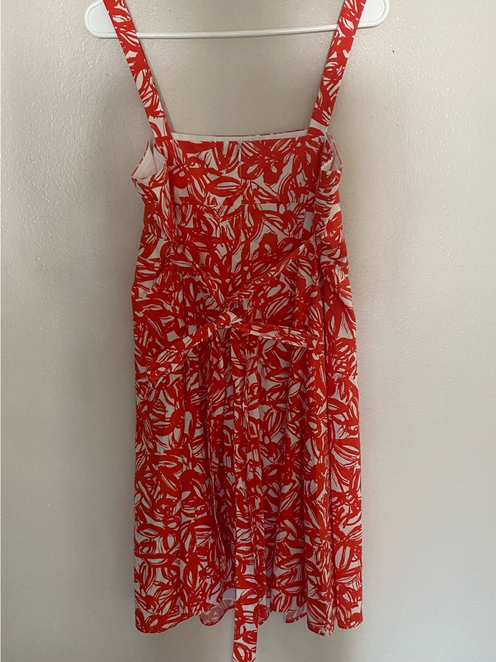 NWOT American Living orange white strap midi dress pleated bodice tie back 8 - Picture 5 of 7